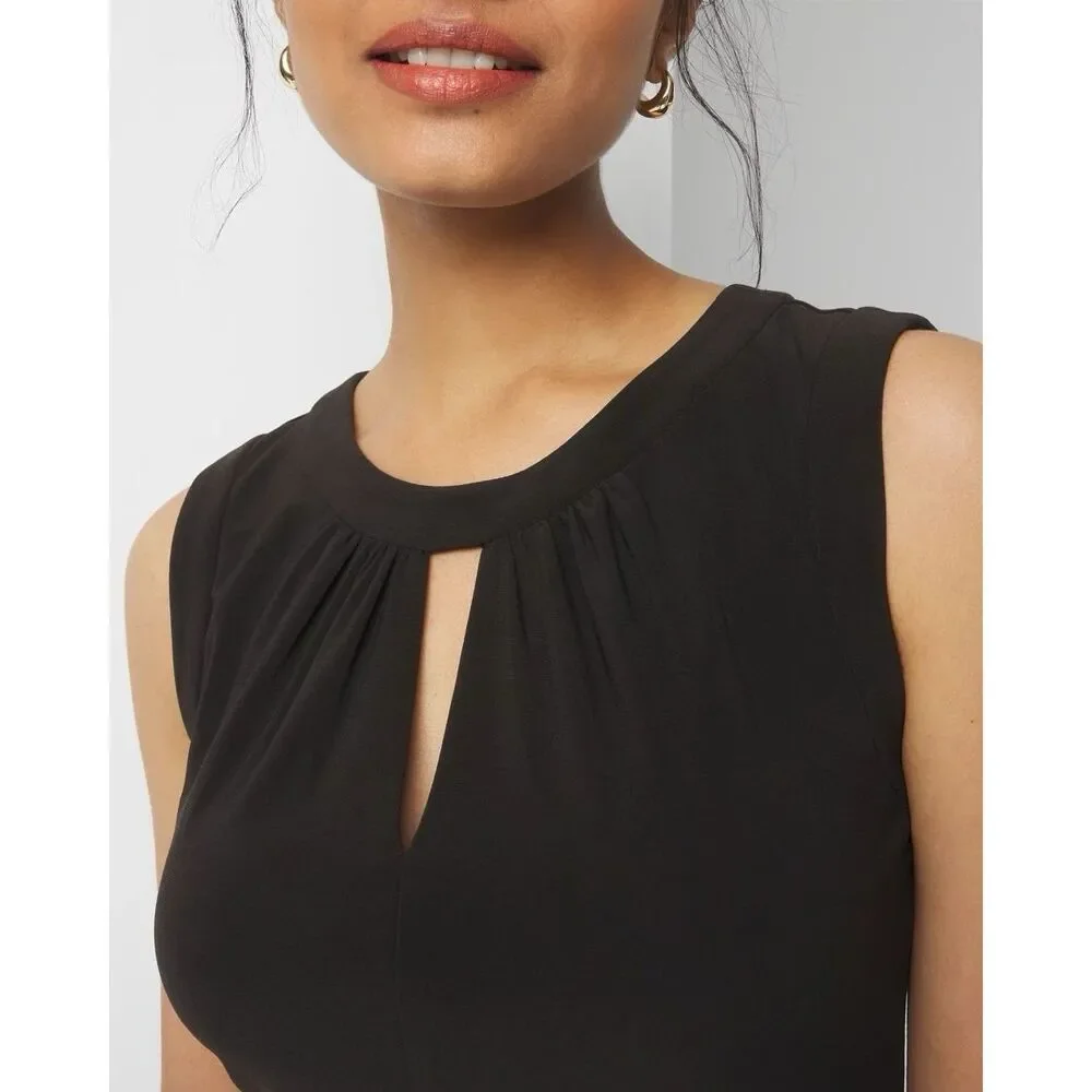 White House Black Market Jersey Knit Keyhole Dress Classic Wedding Office Size 6